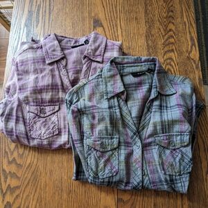 a.n.a. Woman's Flannel Shirt Set M, Comfy 100% Cotton